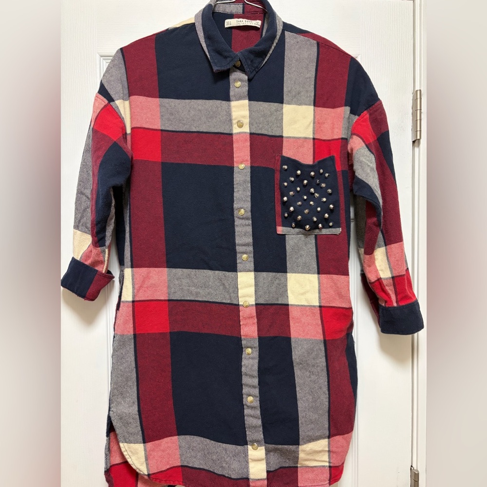 Street-Wear  Zara Plaid Button-Up Shirt/Jacket with full pockets